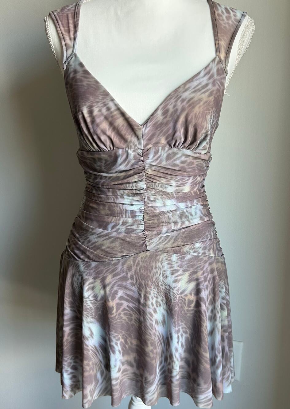 Silence + Noise Urban Outfitters Gathered Y2K Animal Print Mini Party Dress M